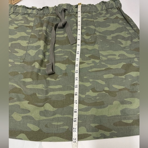 Caslon Green Camo Mini Drawstring Paper bag Linen Blend Skirt Womens XL - Picture 8 of 11
